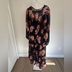 Floral Black and Pink Maxi Dress size 16